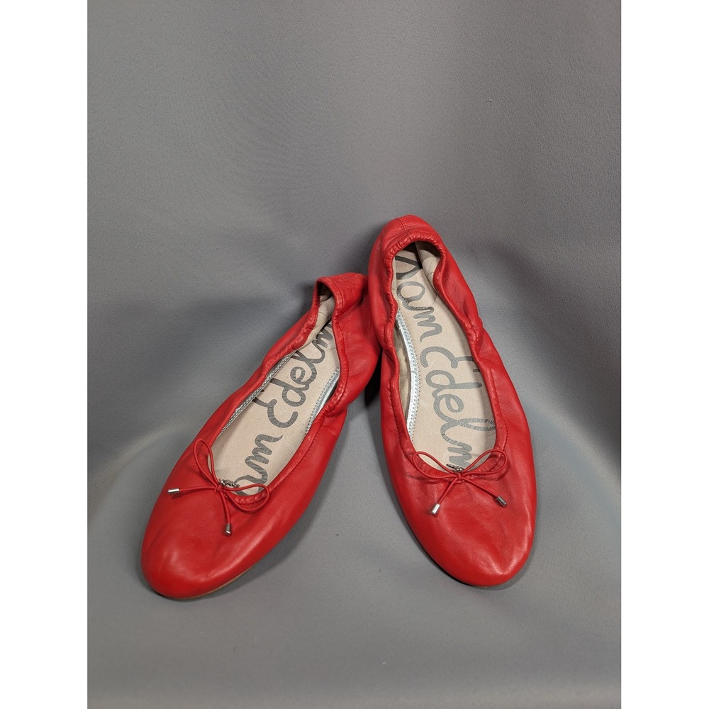 Sam Edelman Felicia Ballet Flats Womens 12M Red Leather Round Toe Bow Shoes